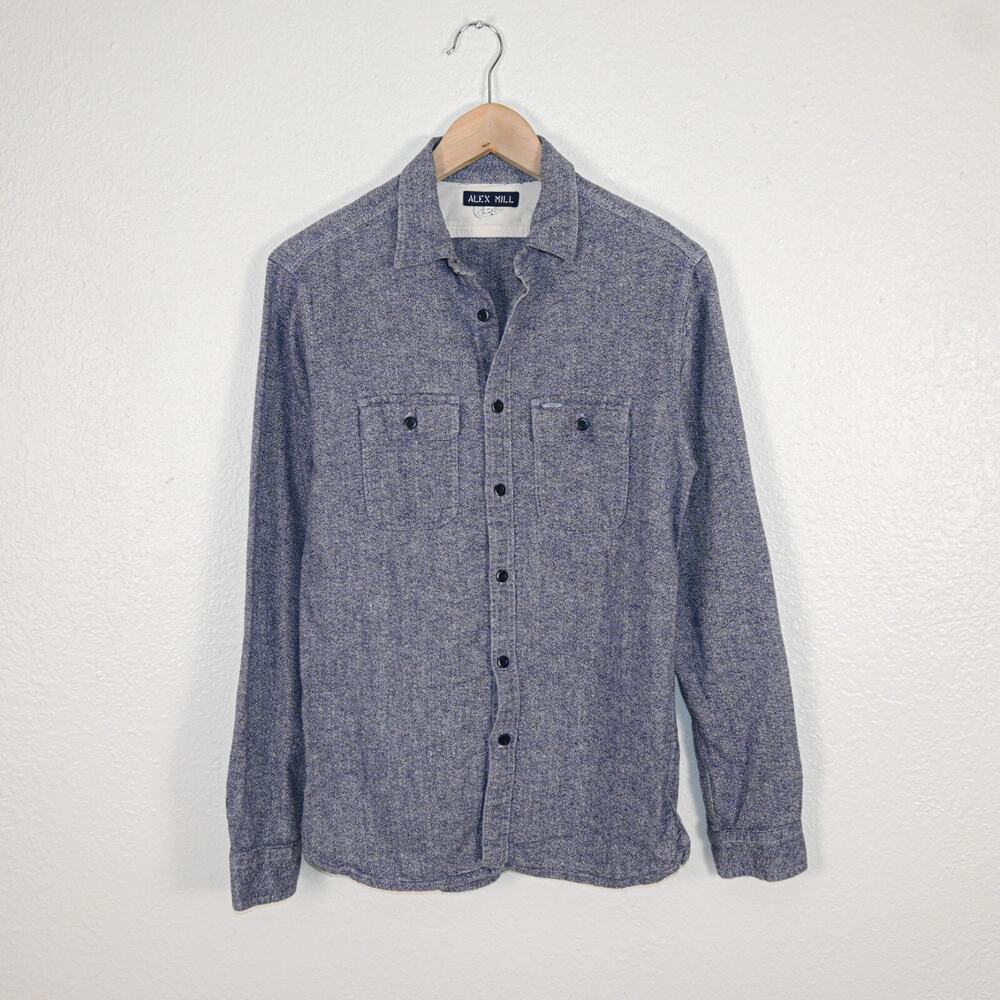 ALEX MILL Men's Caden Roadhouse Button up Shirt Navy Size Small